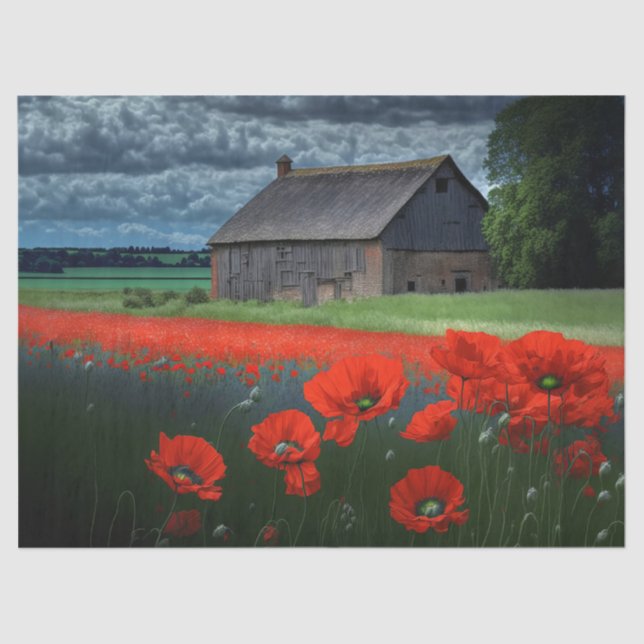 Papel De Seda Moody Weather Barn e Poppies (Frente )