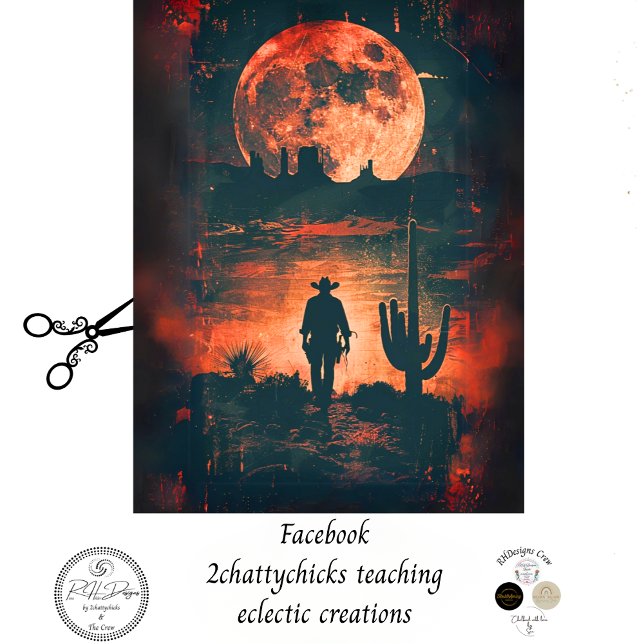 Papel De Seda Moon Laranja-Moon - Cena Ocidental de Decoupage Bo (Criador carregado)