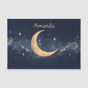 Papel De Seda Moon Personalizado Crescente e Estrelas Noite Sky