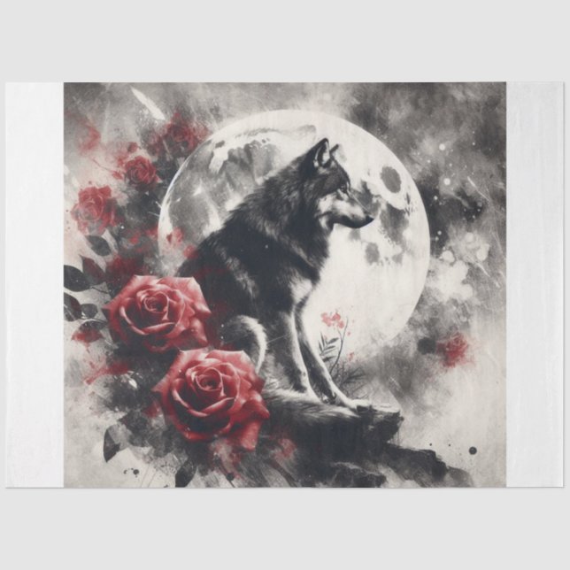 Papel De Seda Moon Wolf Floral (Frente )