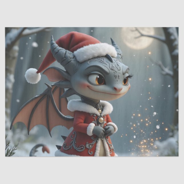 Papel De Seda Moonlit Cookie Bandit – The Grey Christmas Dragon. (Frente )