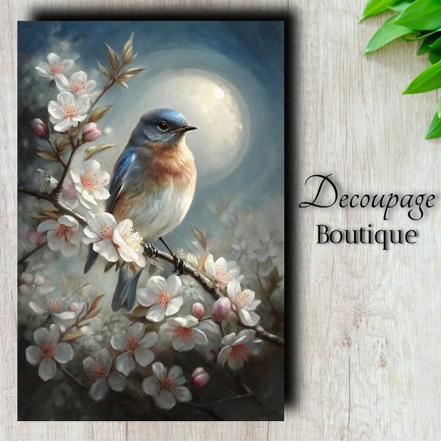 Papel De Seda Moonlit Songbird Decoupage (Moonlit Songbird Decoupage Tissue Paper)