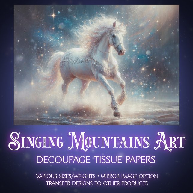 Papel De Seda Moonlit White Horse Galaxy Craft Decoupage (Criador carregado)