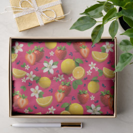 Papel De Seda Morango e Padrões do Flor de Limão