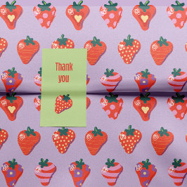 Papel De Seda Morango Ilustrado De Ameixa