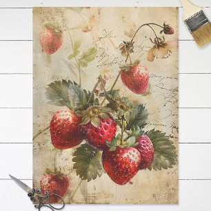 Papel De Seda Morangos com Aquarelas na Sequência de Pergaminho