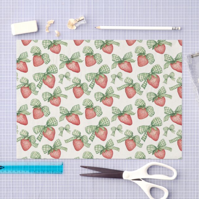 Papel De Seda Morangos com Arco Verde de Aniversário (Arte )