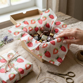 Papel De Seda Morangos de Aquarela Doce