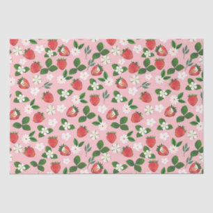 Papel De Seda Morangos Doce Flores Aquáticas Flores