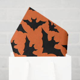 Papel De Seda Morcegos pretos de Halloween laranja padrão assust