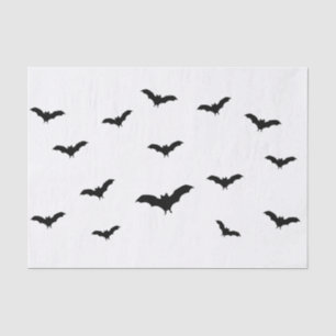 Papel De Seda Morcegos Pretos & Festa Chic de Halloween Branca e
