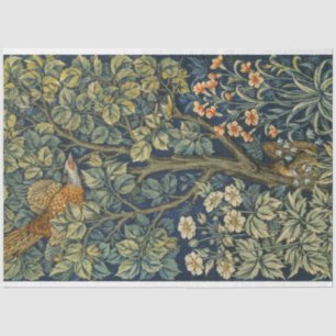 Papel De Seda Morris Vintage Pheasant squirrel & Flor Patterno