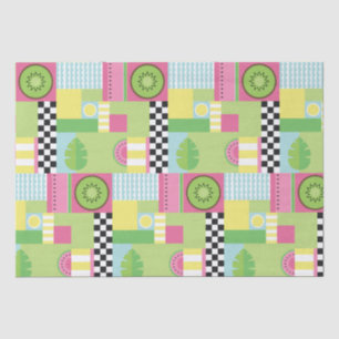 Papel De Seda Mosaico amarelo-rosa-rosa-fruta-de-verão colorido