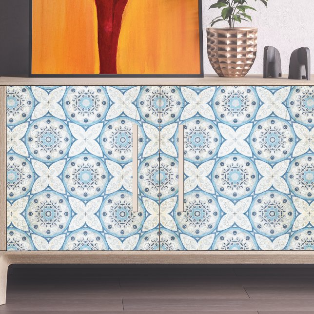 Papel De Seda Mosaico Azul, Branco, Raspado, Rastreado, Com Olho (Criador carregado)