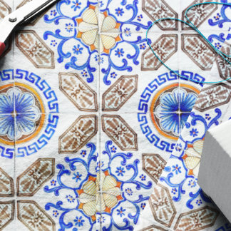 Papel De Seda Mosaico Azul Italiano