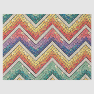 Papel De Seda Mosaico de Chevron de Arco-íris – Azulejo Geométri