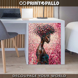 Papel De Seda Mosaico de uma mulher negra em mundo roxo 