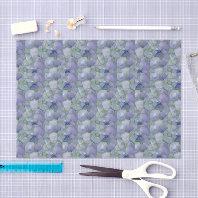 Papel De Seda Mosaico de Vidro Mar Azul em Aquarela  (Arte )