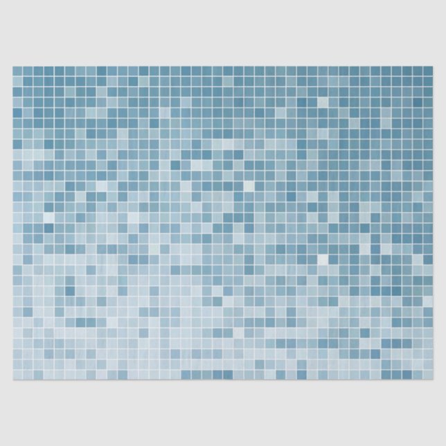 Papel De Seda Mosaico Gradiente de Pixel Azul (Frente )