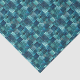 Papel de Seda Mosaico Pintado Azul Oceano e Verde