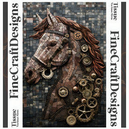Papel De Seda Mosaico Steampunk Brown Horse Cobre A6L
