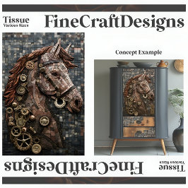 Papel De Seda Mosaico Steampunk Brown Horse Cobre A6R Decoupage