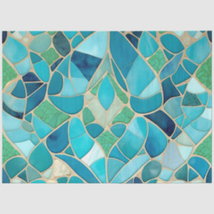 Papel De Seda Mosaico Turquesa Abstrato com estilo Art Deco