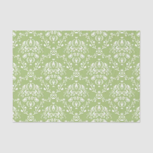 Papel De Seda Moss Green Damask (Frente )
