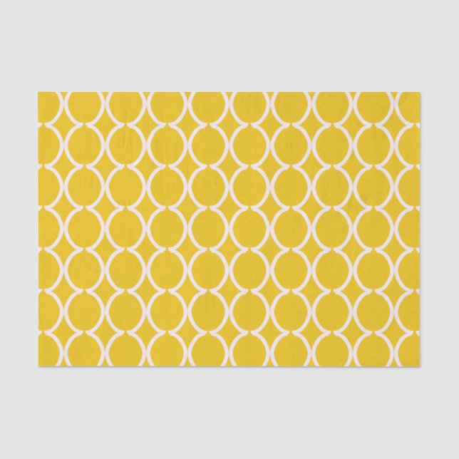 Papel De Seda Mostarda de Treliça Geométrica Ogee (Frente )