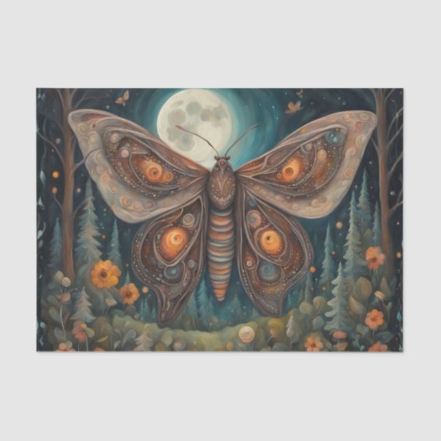 Papel De Seda Moth in the Moonlight Decoupage Tissue Paper (Frente )