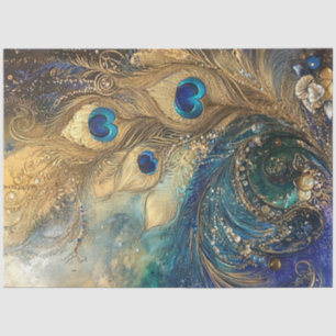 Papel De Seda Motif de Pavão Vibrante de Dissociação