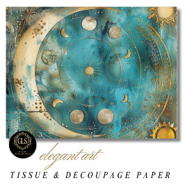 Papel De Seda Motivo Celestial do Sol e da Lua