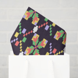 Papel De Seda Motivo de Bordado de Pixel Songket Tradicional de 