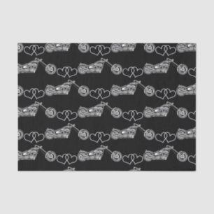 Papel De Seda Moto Personalizada de Moto Preto Prata