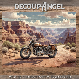 Papel De Seda Moto Vintage estacionada no Grand Canyon #2