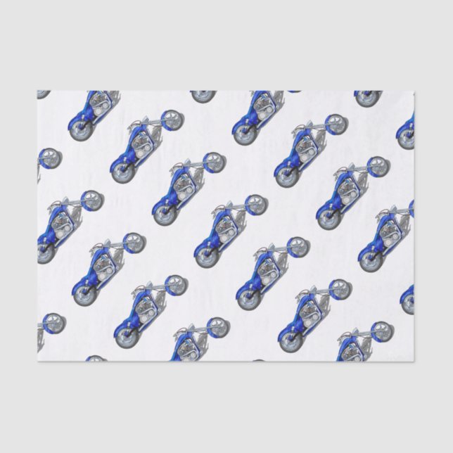 Papel De Seda Motocicleta 1 - Azul (Frente )