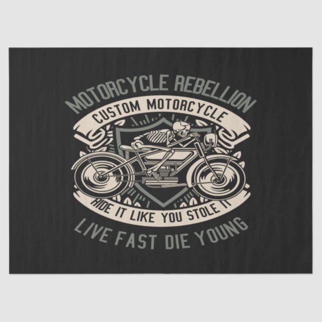 Papel De Seda Motociclo de Rebel do Crânio (Frente )
