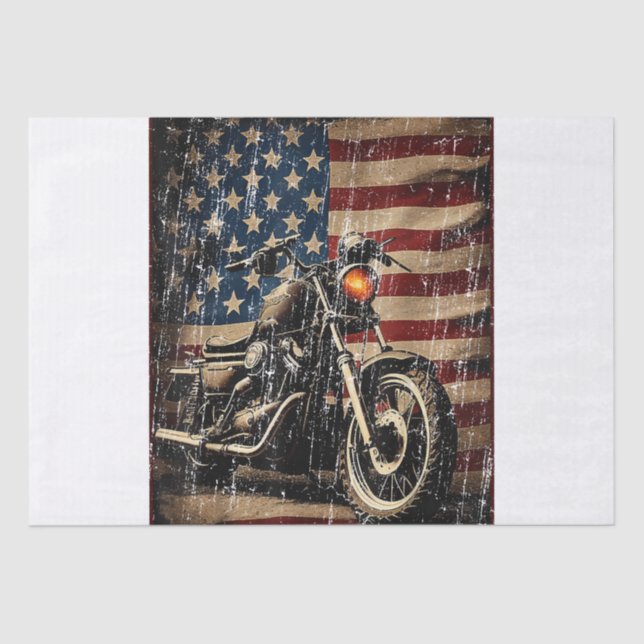 Papel De Seda Motorcycle USA Flag Biker (Frente )