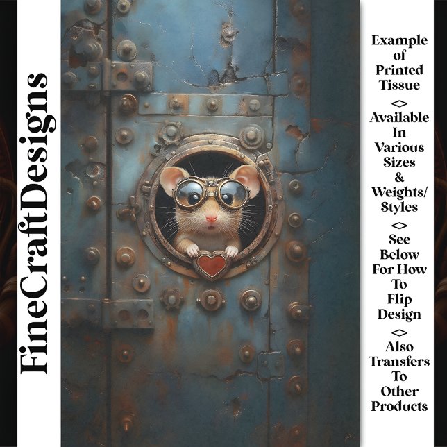 Papel De Seda Mouse Branco Steampunk & Red Heart Decoupage BQ1 (Criador carregado)