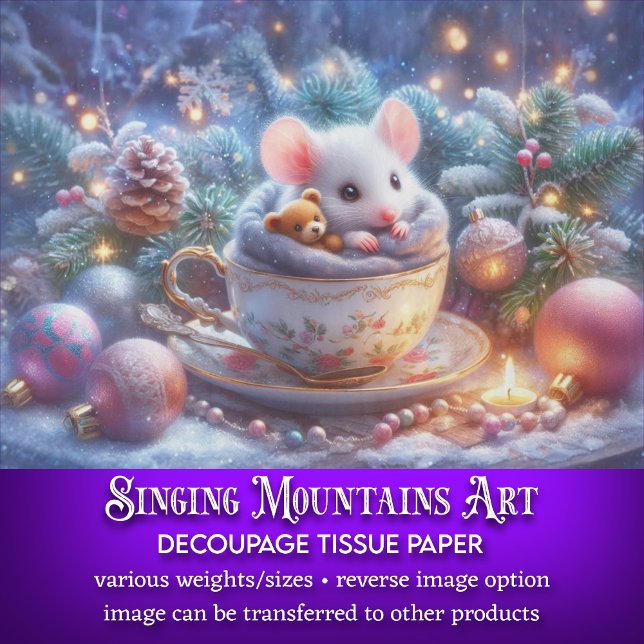 Papel De Seda Mouse de chá de Natal giro e decoupage do Urso de  (Criador carregado)