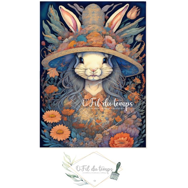 Papel De Seda Mousseline Cute Bunny Flower hat V4 Tissue paper (Criador carregado)