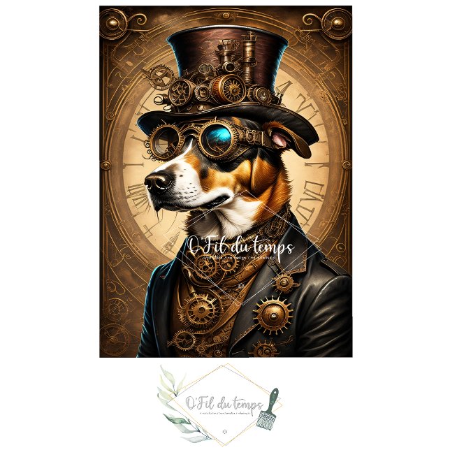 Papel De Seda Mousseline Cute Dog Steampunk Hat Tissue paper (Criador carregado)