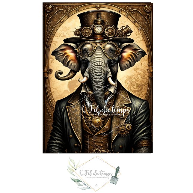 Papel De Seda Mousseline Elephant Steampunk Hat Tissue paper (Criador carregado)