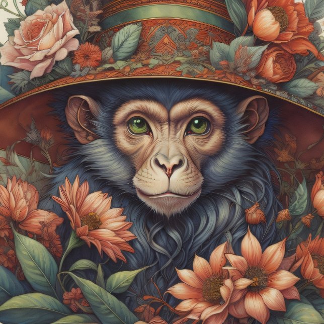 Papel De Seda Mousseline Flower Hat  cute chimp v10 Tissue paper (Criador carregado)