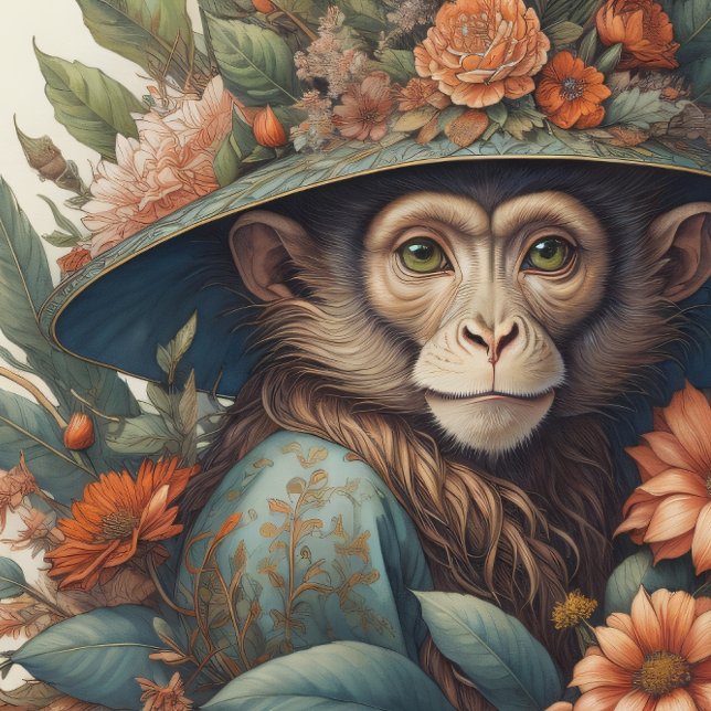 Papel De Seda Mousseline Flower Hat Monkey chimp v9 Tissue paper (Criador carregado)