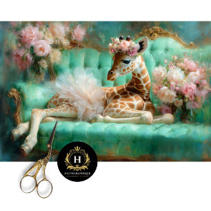Papel De Seda Móveis de Berçário com Decoupage de Girafa Bebê