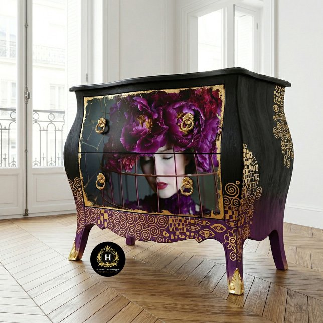 Papel De Seda Móveis de chapéu de gaiola de pássaro floral roxo  (Criador carregado)