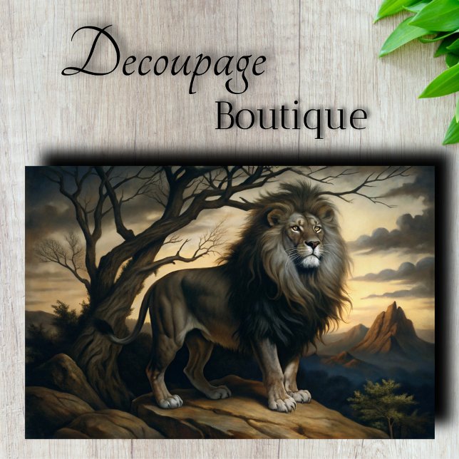 Papel De Seda Móveis Decoupage Leão Majestoso (Regal Lion Decoupage Tissue Paper)