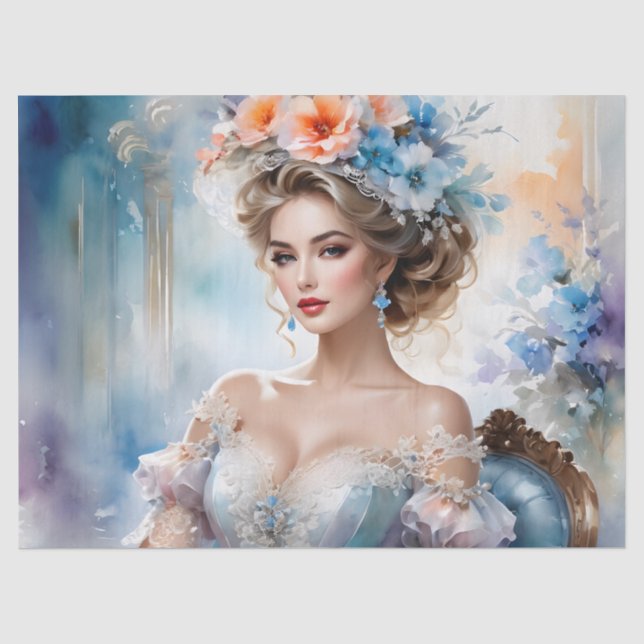 Papel De Seda Móveis Decoupage Retrato de Mulher Bonita (Frente )