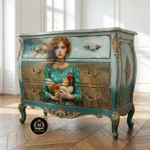 Papel De Seda Móveis Decoupage Vestido de Frango Menina da Campi